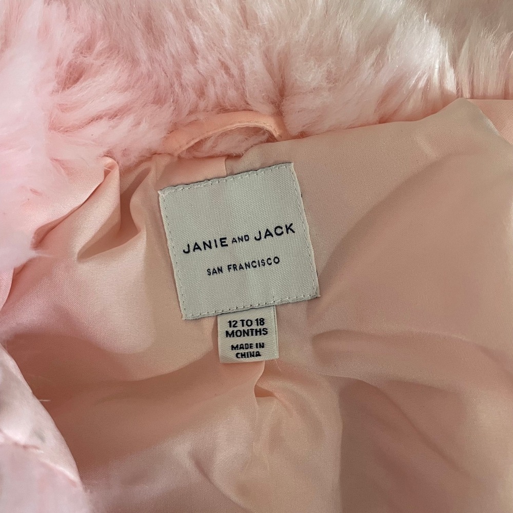 Girls JANIE AND JACK Pink Faux Fur Coat The Flute Line‎ 2020 12-18 Months - Picture 10 of 13